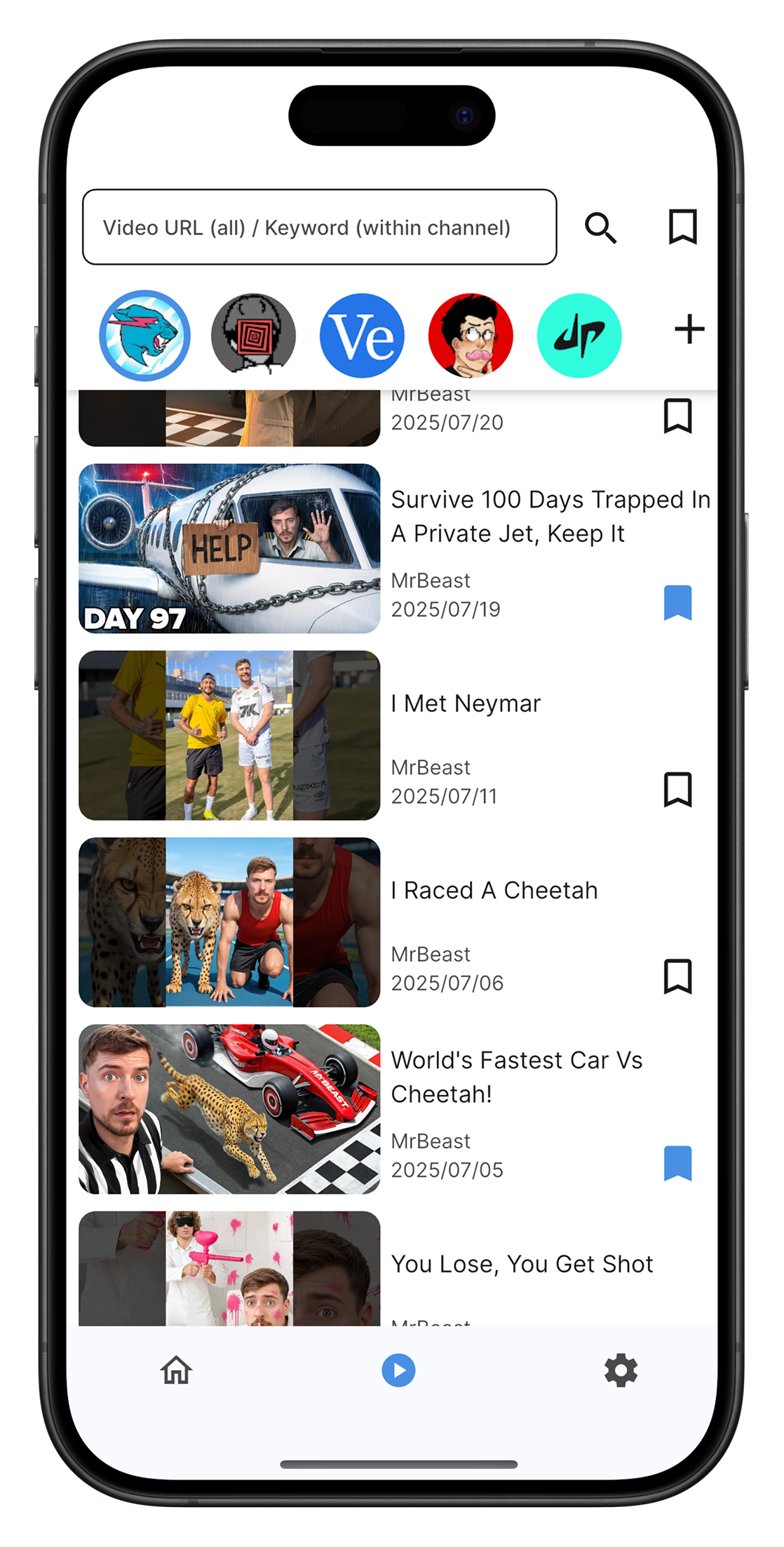 OnlyTube iPhone app interface showing clean, minimal YouTube experience without recommendations